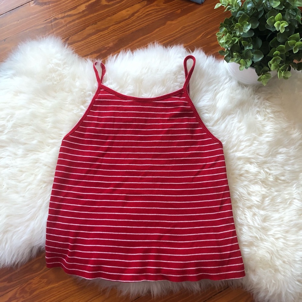 Brandy Melville Red and White Striped Tank